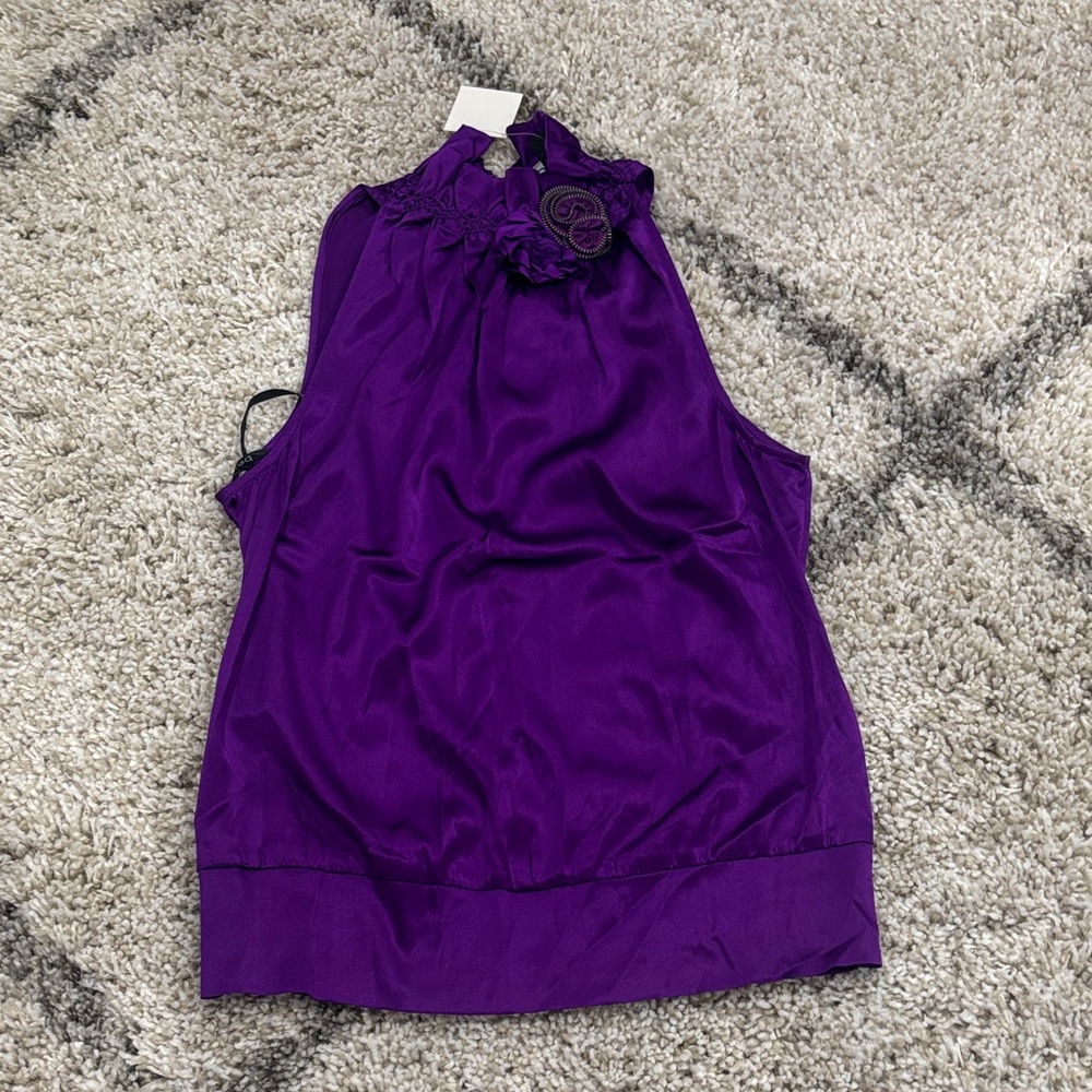 bebe Vibrant Purple Sleeveless Blouse